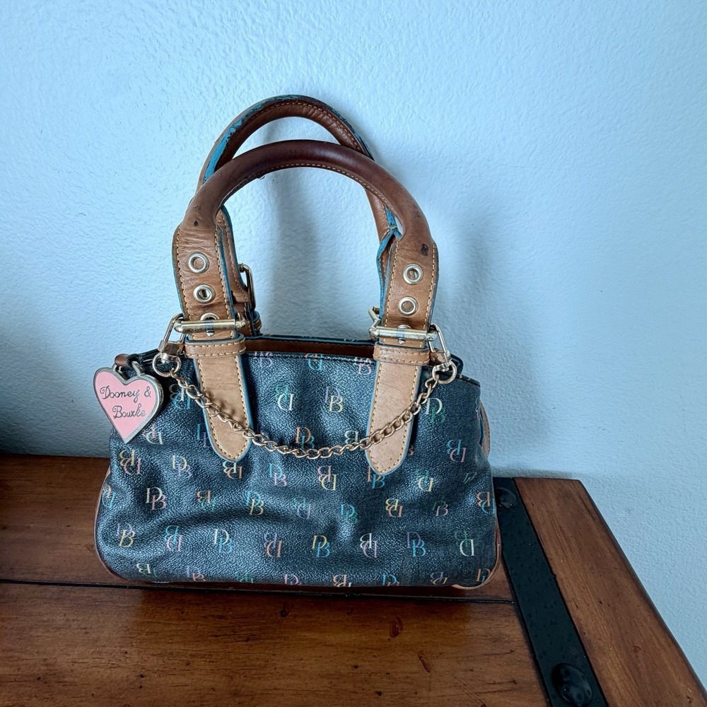 Vintage Dooney And Small Hand Bag Monogram Colorful READ